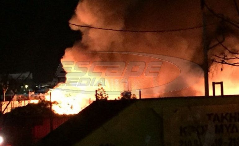 Φωτιά και εκρήξεις σε αποθήκη ελαστικών - Κόλαση πυρός στον Ταύρο!